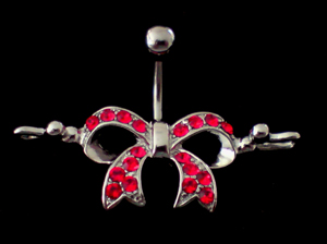 PIERCING NOMBRIL NOEUD STRASS ROUGE