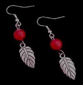 BOUCLES D'OREILLES FEUILLE ROUGE