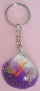 PORTE CLEFS COQUILLAGE VIOLET