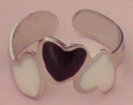 BAGUE DE PIED COEUR NOIR BLANC