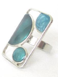 BAGUE RECTANGLE BLEU