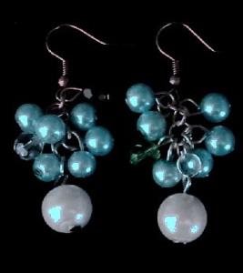 BOUCLES D'OREILLES PERLES BLEU