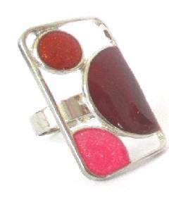 BAGUE RECTANGLE ROUGE