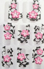 STICKERS 3D FLEURS ROSE NOIR