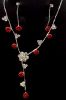 PARURE ROSES ROUGE STRASS BLANC