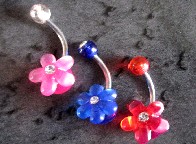 LOT 3 PIERCINGS NOMBRIL FLEURS