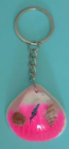 PORTE CLEFS COQUILLAGE ROSE