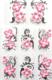 STICKERS 3D FLEURS NOIR ROSE