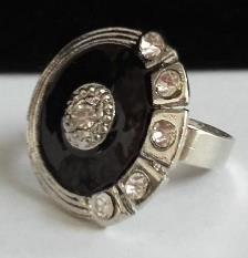 BAGUE FANTAISIE NOIR STRASS