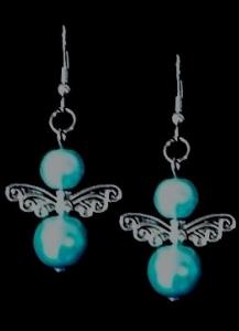 BOUCLES D'OREILLES PERLE BLEU