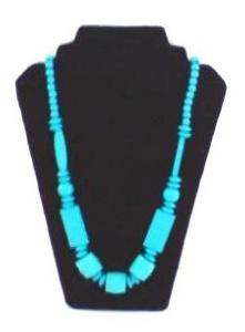 COLLIER SAUTOIR  PERLES BOIS BLEU
