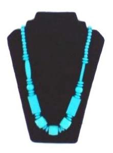 COLLIER SAUTOIR  PERLES BOIS BLEU