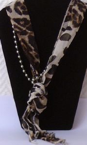 FOULARD COLLIER LEOPARD MARRON