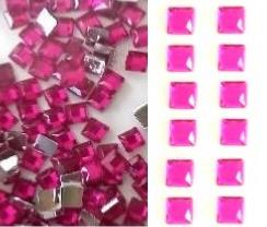 STRASS CARRE ROSE FUCHSIA 