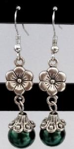 BOUCLES D'OREILLES FLEUR VERT