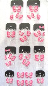 STICKERS 3D PAPILLONS ROSE NOIR